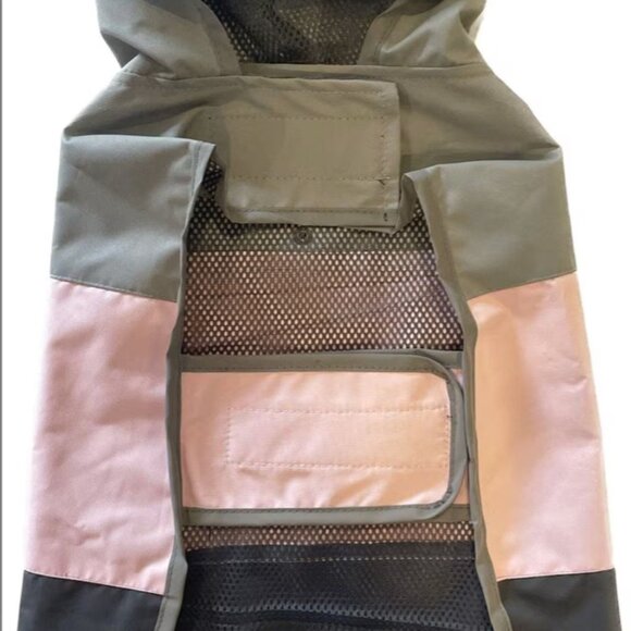 Eddie Bauer Pet Waterproof Dog Windbreaker Medium Pink Gray Hooded Dog Rain Coat - Picture 9 of 11